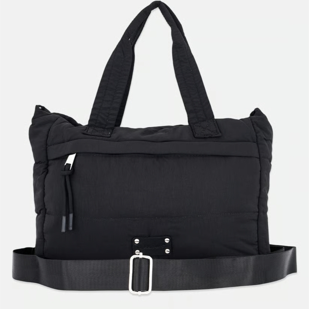 BearPaw Black Quilted Tote Bag